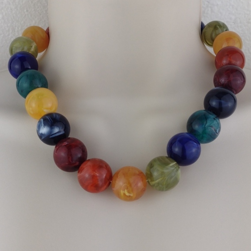 MuBead Statement Necklace - Bold Glass-Style Spheres